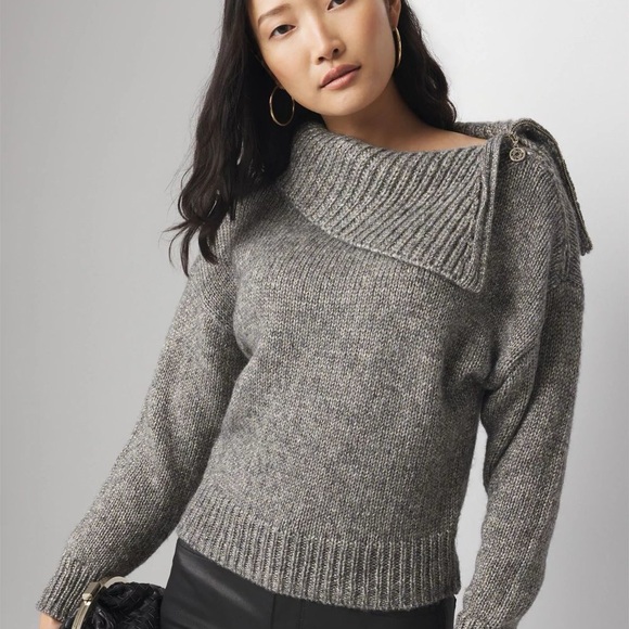 WHBM $99 Zip Neck Dolman Sleeve Pullover - Picture 2 of 10